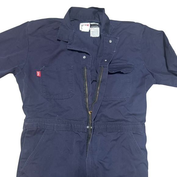 Flame Resistant FR Coveralls Mens Large Regular WESTEX UltraSoft Value Line Blue - Picture 5 of 13